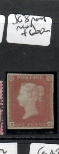 GREAT BRITAIN QV 1D RED SG 8 , 4 MARGINS PART MOG   P0607H