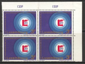 Luxembourg Scott 469 Block of 4 MNHOG - 1968 20th International Fair Issue