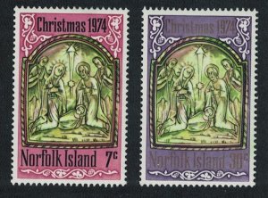 Norfolk Pearl-shell Pew Carving Christmas 2v 1974 MNH SC#179-180 SG#156-157