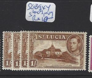 ST LUCIA (P3006B) KGVI  1/-   SG 135 X 4 SHADES   MOG