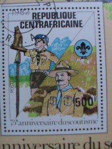 ​CENTRAL AFRICA-1982- 75TH ANNIVERSARY-WORLD SCOUT DAY CTO- SHEET- VF