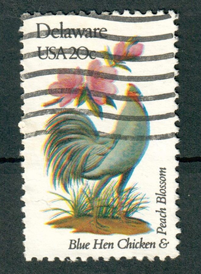 1960A Delaware Birds and Flowers used single - bullseye perf 11.25 x 11 ...