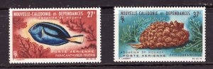 1964 New Caledonia SC #C36-37 Fish & Seashells Aquarium de Noumea   MH stamp set