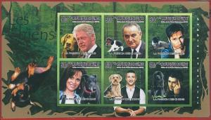 FRENCH GUINEA - ERROR, 2009 IMPERF SHEET: DOGS, Music, Cinema, Timberlake