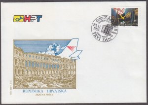 CROATIA Sc # C2 FDC - AIRPLANE over RUINS of DIOCLETIAN's PALACE iN SPLIT