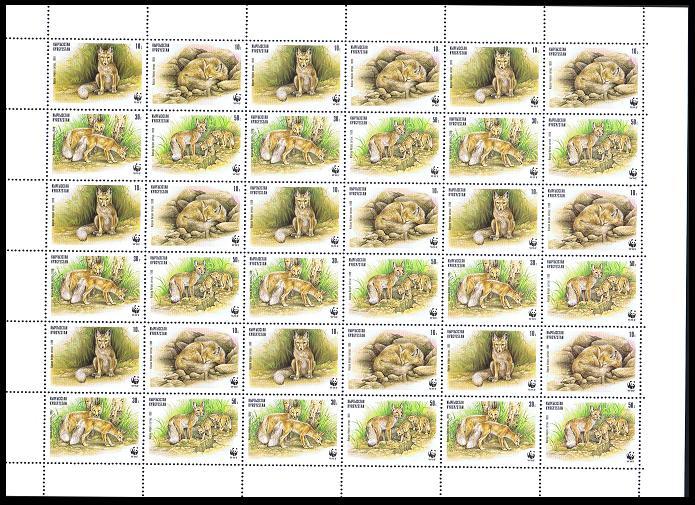 Kyrgyzstan WWF Corsac Fox Sheet 1999 MNH SC#122 a-d SG#167-170 MI#168-171