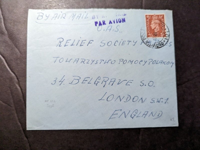 1947 Polish Forces in British Egypt Airmail Cover to London England