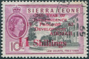 Sierra Leone 1963 11s on 10s black & bright reddish purple Air SG268 used