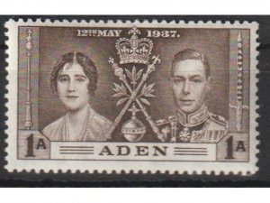 Aden 1937 Coronation 1a Sepia Mint Sc#13 Sg 13 