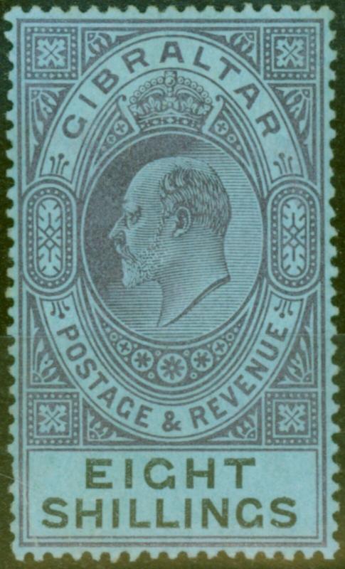 Gibraltar 1903 8s Dull Purple & Black-Blue SG54 Fine & Fresh Lightly Mtd Mint... 