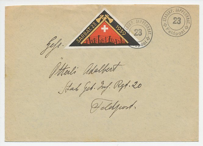 Cover / Postmark Switzerland 1939 Military - Fieldpost vignette