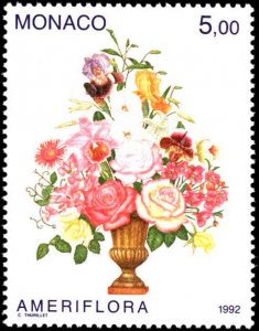 Monaco #1817-1818, Complete Set(2), 1992, Flowers, Never Hinged