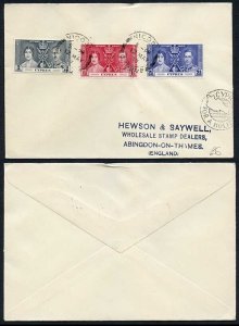 Cyprus 1937 Coronation on a Cover