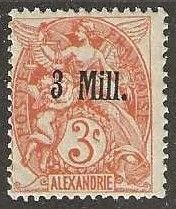 French Offices in Alexandria 32, mint, hinged, 1921.  (f227)