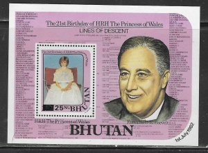 Bhutan #333  21st Birthday Princess of Wales (MNH) S/S CV $12.00