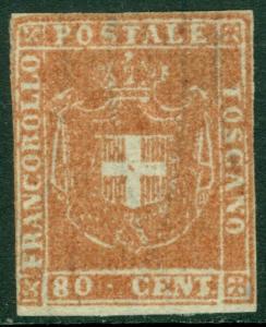 EDW1949SELL : ITALIAN STATES Tuscany 1860 Scott #22 VF, Mint NG RARE Cat $40,000