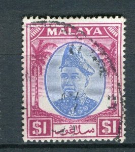 MALAYA; SELANGOR 1940s early Sultan issue fine used Shade of $1. value