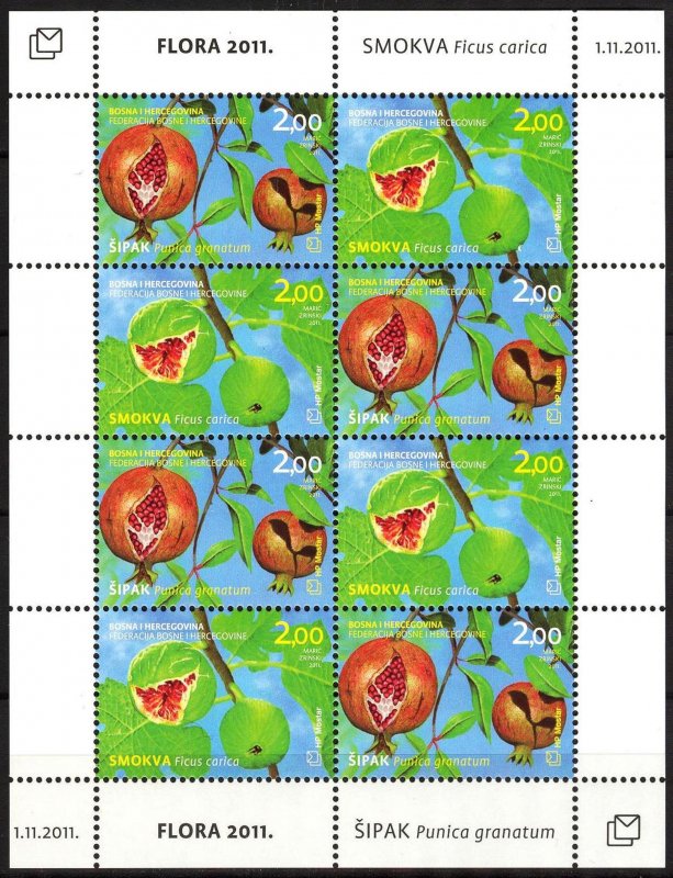 Bosnia / Croatian Post 2011 Flora Fruits sheet of 8 MNH