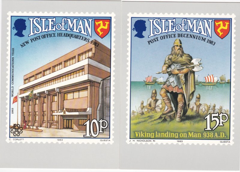 Isle of Man # 250-251, Post office 10th Anniversary, Maxi Cards, Mint Unused