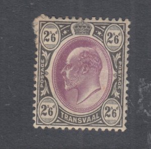 TRANSVAAL, 1902 KEVII, CA, 2s.6 Magenta & Black, heavy hinged, crease.