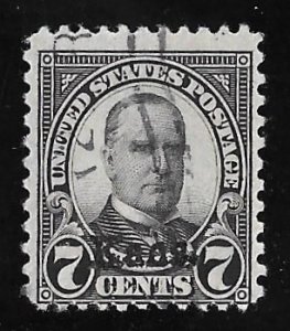 665 7 cents McKinley, Black Kansas Stamp used AVG