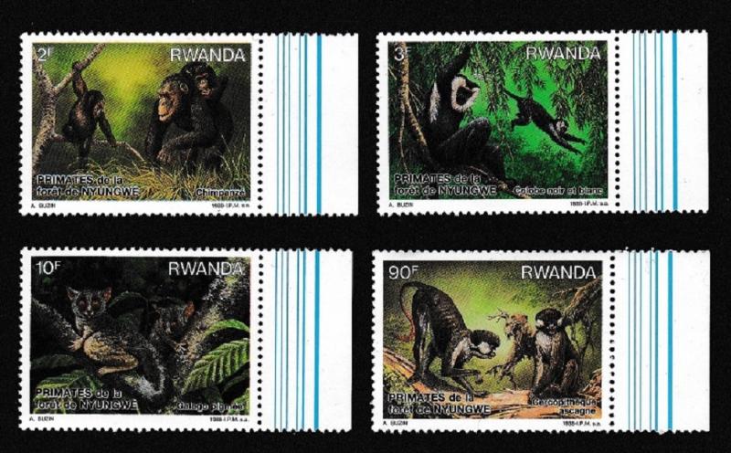 Rwanda Primates of Nyungwe Forest 4v with margins SG#1316-1319 SC#1306-1309