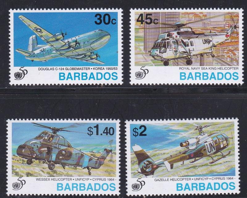 Barbados # 901-904, Airplanes - Helicopters, NH, 1/2 Cat