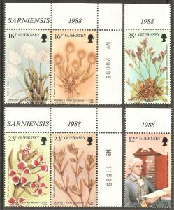 GUERNSEY GB Sc# 394 - 399 MNH FVF Set-2+ 2x Pair Flora Sarniensis