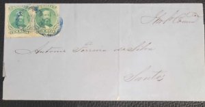 O) BRAZIL, EMPEROR DOM PEDRO 100 reais green, PAIR,  CIRCULATED TO SANTOS