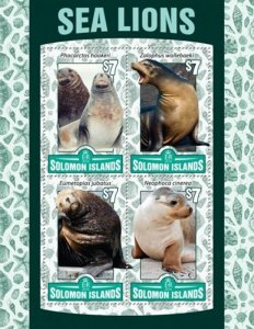 Solomon Islands - 2016 Sea Lions - 4 Stamp Sheet - SLM16118a
