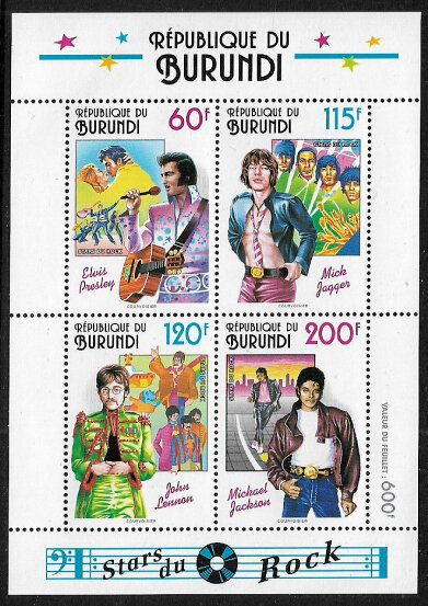 Burundi #718a MNH S/Sheet - Rock Stars - Music