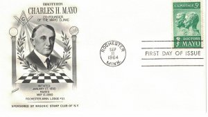 #1251, 5c Mayo Doctors, Masonic Stamp Club of NY cachet