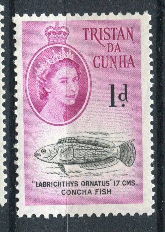 TRISTAN DA CUNHA; 1950s early QEII Pictorial issue fine Mint hinged 1d. value