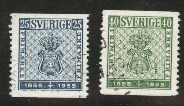 SWEDEN Scott 474-475 used 1955 coil stamps