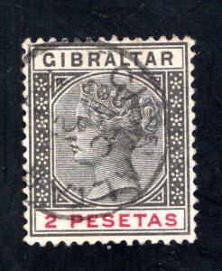 Gibraltar #37   VF, Used, 2p black and carmine rose,  CV $35.00  .....   2440044