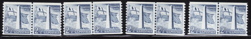 MOstamps - US #1056 Mint OG NH Line Pair Lot (4 Line Pair) SCV $14- Lot # DS-179