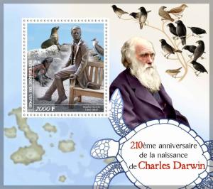 CHARLES DARWIN TURTLE BUTTERFLY FAUNA EVOLUTION THEORY CONGO 2019 MNH STAMP SET