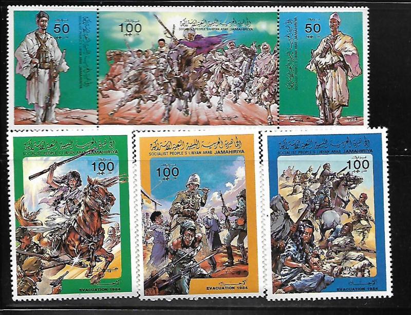 LIBYA, 1215-1218, MNH, MINI SHEETS & STRIP OF 3, EVACUATION DAY