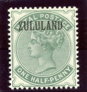 Zululand 1888 QV ½d green (without stop) superb MNH. SG 13. Sc 12a.
