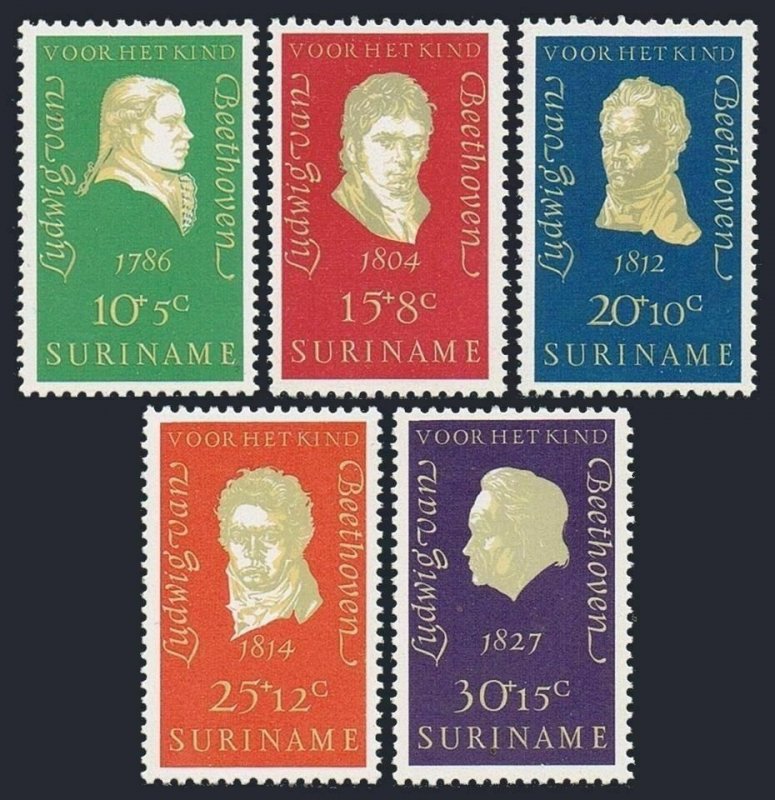 Surinam B167-B171,MNH.Michel 588-592. Ludwig van Beethoven,1970.