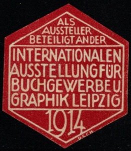 1914 German Poster Stamp International Exhibition Book Industry and Graphic