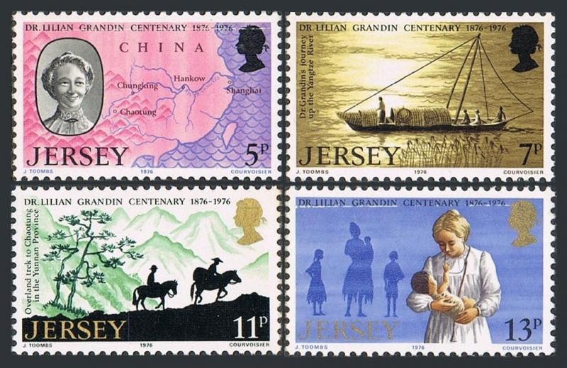 Jersey 164-167,Mnh.michel 153-156. Lilian Mary Grandin,Missionnaire doctor.1976