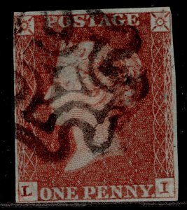 GB QV SG8, 1d red-brown BLACK MX PLATE 30, USED. Cat £65. LI 