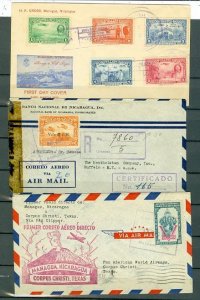 NICARAGUA LOT of (3) AIRMAIL COVERS incl. (1) CENSORED & (1) FDC