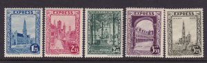 Belgium Scott E1-E5, 1929-31 Special Delivery, F/ VF MLH Scott $42