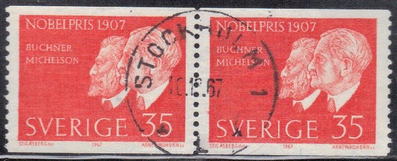 SWEDEN SC# 769 **USED** 1967  35o CONN. PAIR NOBEL PRIZE WINNER  SEE SCAN