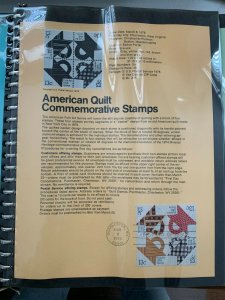 USPS Souvenir Page Scott 1745-1748 , 1978 American quilt stamps