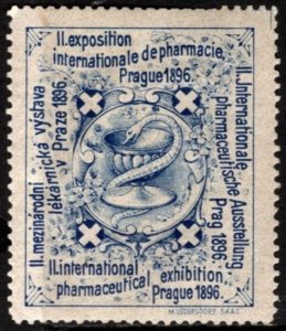 Scarce 1896 Czechoslovakia Poster Stamp International Pharmacy Exhibition (Blue)