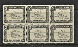 STAMP STATION PERTH Ecuador #340 Map of Galapagos Block of 6 MNH