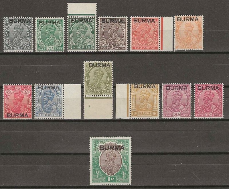 BURMA 1937 SG 1/13 MNH Cat £143